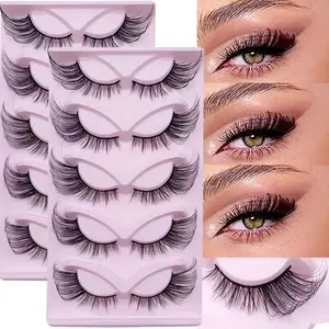 Fox Eye Lashes 24mm Wispy Faux Mink Synthetic, Fluffy Cat Eye Lashes Extensions, 10 Pairs/2 Pack Makeup False Eyelashes for Dramatic Look