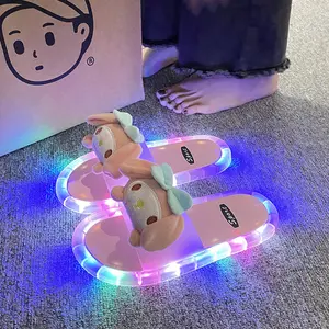 Cute Cartoon Light Up Slides LED Luminous  Non-Slip Indoor Outdoor Sandals wide feet Heel-Activated Light-Up fur Anime Chainsaw Man Pochita Plush