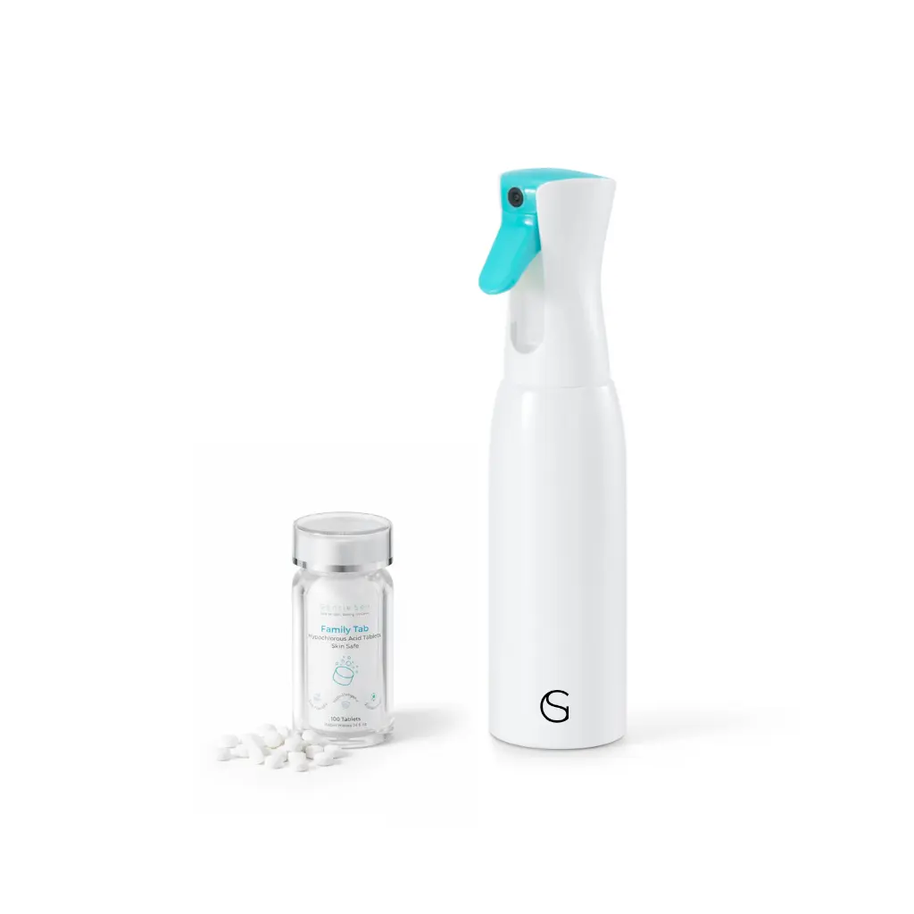 GentleSen THE EVERYDAY KIT - Includes 100 HOCl Tablets with Refillable Spray Bottle - Portable Multi-Purpose Cleaner for Daily Cleaning - Safe for Pets, Babies & Sensitive Skin - Eco-Friendly Household Cleaning Essentials