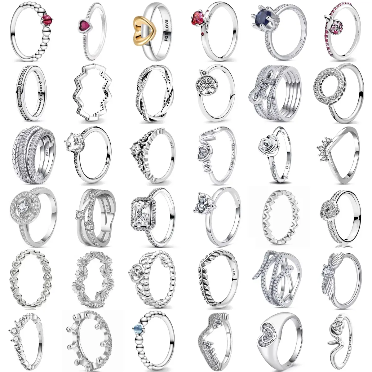 TopJewe - 2025 New 925 Sterling Silver Shiny Classic Square Crown Heart-shaped Ring Exquisite Luxury Charm Jewelry Holiday Surprise Gifts