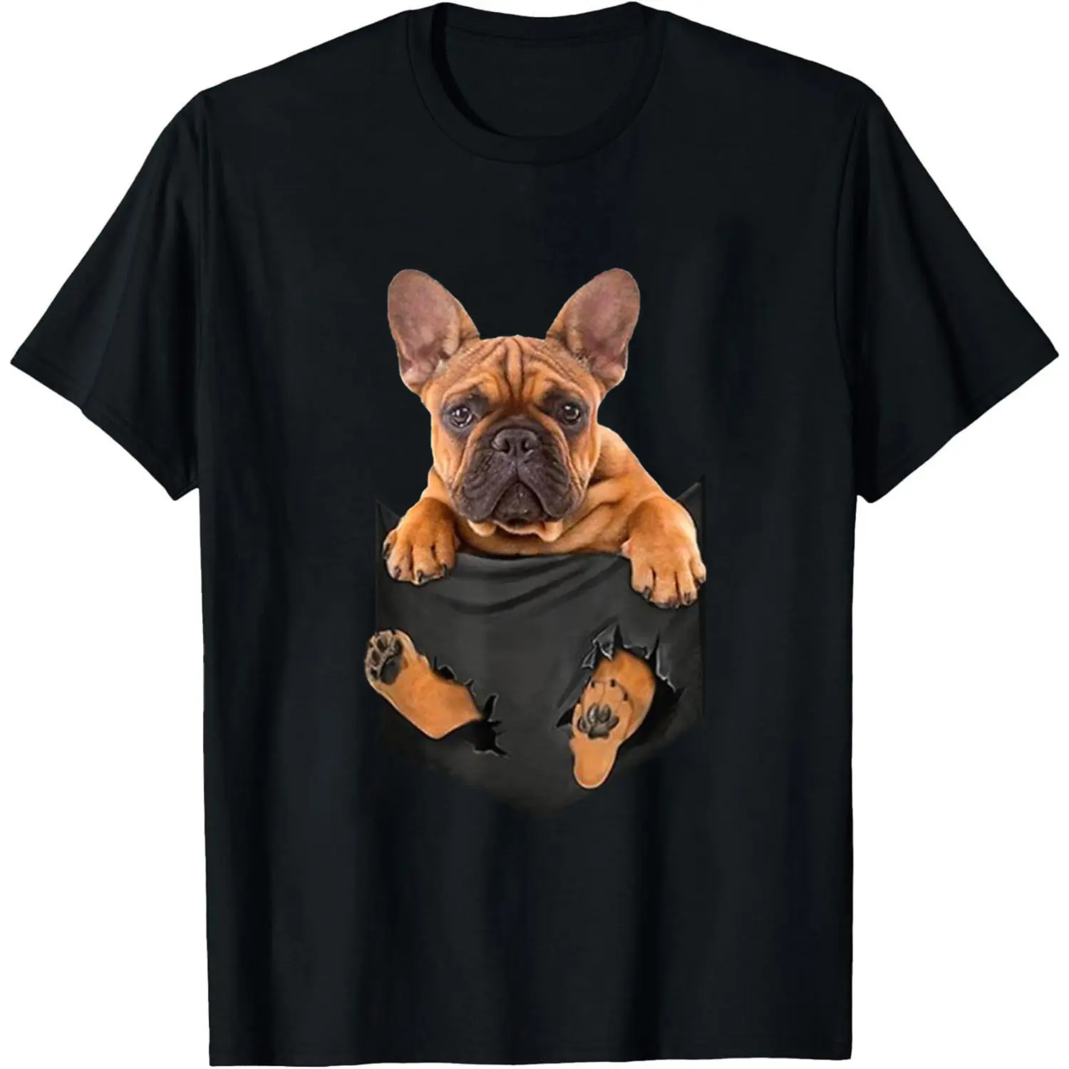 100% Cotton French Bulldog In Pocket Design T-Shirt Women Men Unisex Clothing Streetwear