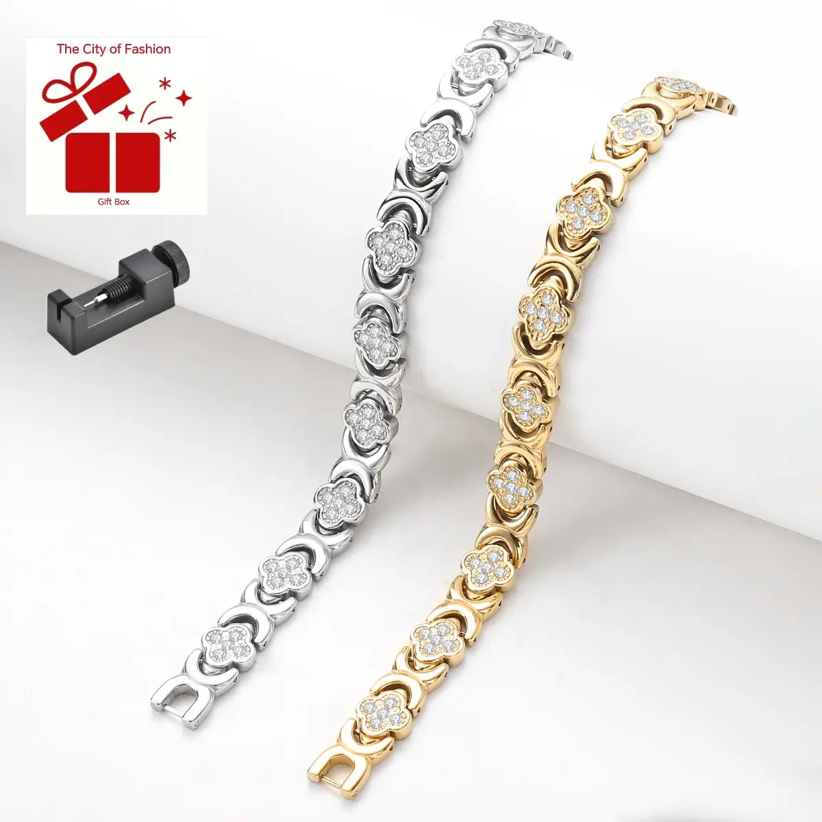 Women's Elegant 99% Pure Copper Magnetic Cuff Bracelet - 3500 Gauss, Titanium Steel Accents, Stackable Faith Cross Design, Adjustable Daily Jewelry, Gift-Boxed Stretch Wrist Accessory, Adjustable Cuff, Gift‑Box