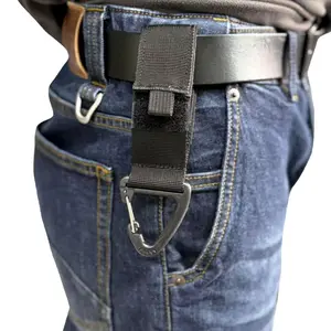 Outdoor Tactical Nylon Webbing Belt Clip, Versatile Hook Design for Backpack Storage & Keychain Attachment, Sports & Outdoor Clothing Accessories