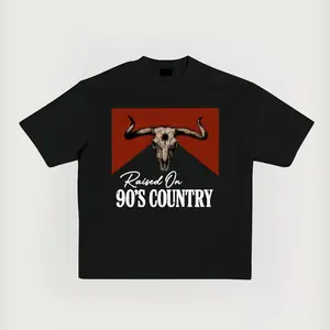 Men's Unisex 90's Country Graphic T-Shirt - Oversize Relaxed Fit, Shortsleeve Round Neck, Soft Breathable Stretch Cotton Casual Vintage Graphic T-Shirts