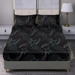 Romantic Starry Sky Bedding Set, 3-Piece Mattress Protector Cover, Includes Sheet and Pillowcases, All-Season Home Hotel Use