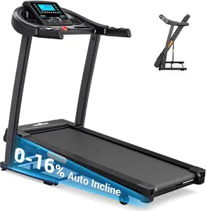 Incline Treadmill, Treadmills for Running and Walking, 300 lbs Weight Capacity Folding Treadmill with 0-16% Auto Incline, Wide Belt, 3.5 HP, App, Heart Rate