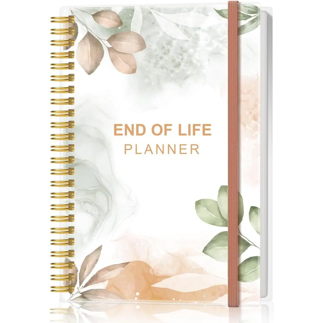 Rose Leaf End of Life Planner Notebook - Spiral Bound Final Arrangements Organizer for Beneficiaries, Will Preparation, 5.8" x 8.5" Office Personal Organiser, Spiral Bound Planner