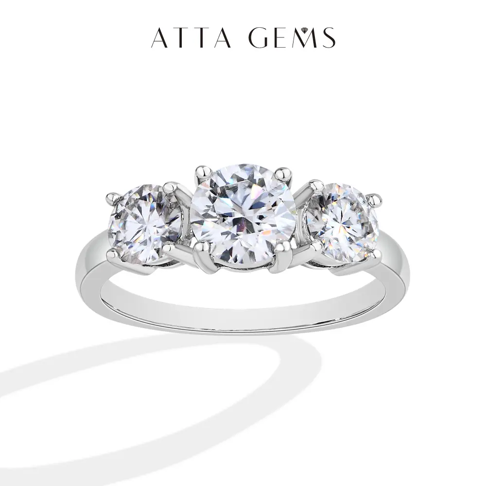 3 Stone All Synthetic Moissanite Ring Elegant Design For Woman Man 925 Sterling Silver Anniversary Gift Valentine's Day R014 [#R05]