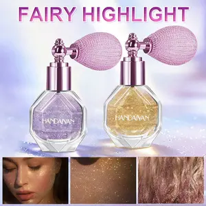 Highlighter Powder Spray, Shimmering Makeup Spray Glitter High Gloss Eyeshadow Sparkle Face Body Hair Cosmetic Long Lasting Loose Shimmer Hairspray for Women Hair Nails Art Craft Design for Festive Party, Stage Shows, Nightclubs, Bar