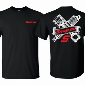 Snap-On T-Shirt with Engine Parts Graphic T-Shirt for Mechanics, Ideal for Daily Life & Outdoor Activities Clothes Crewneck Streetwear Men's Round Neck Tee G3M