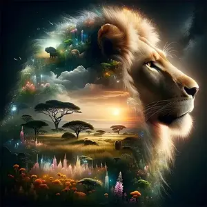 Lion Themed Pattern DIY Diamond Arts Colorful Painting Kit without Frame, DIY 5D Diamond Arts Colorful Painting Kit, Wall Art Decor for Home