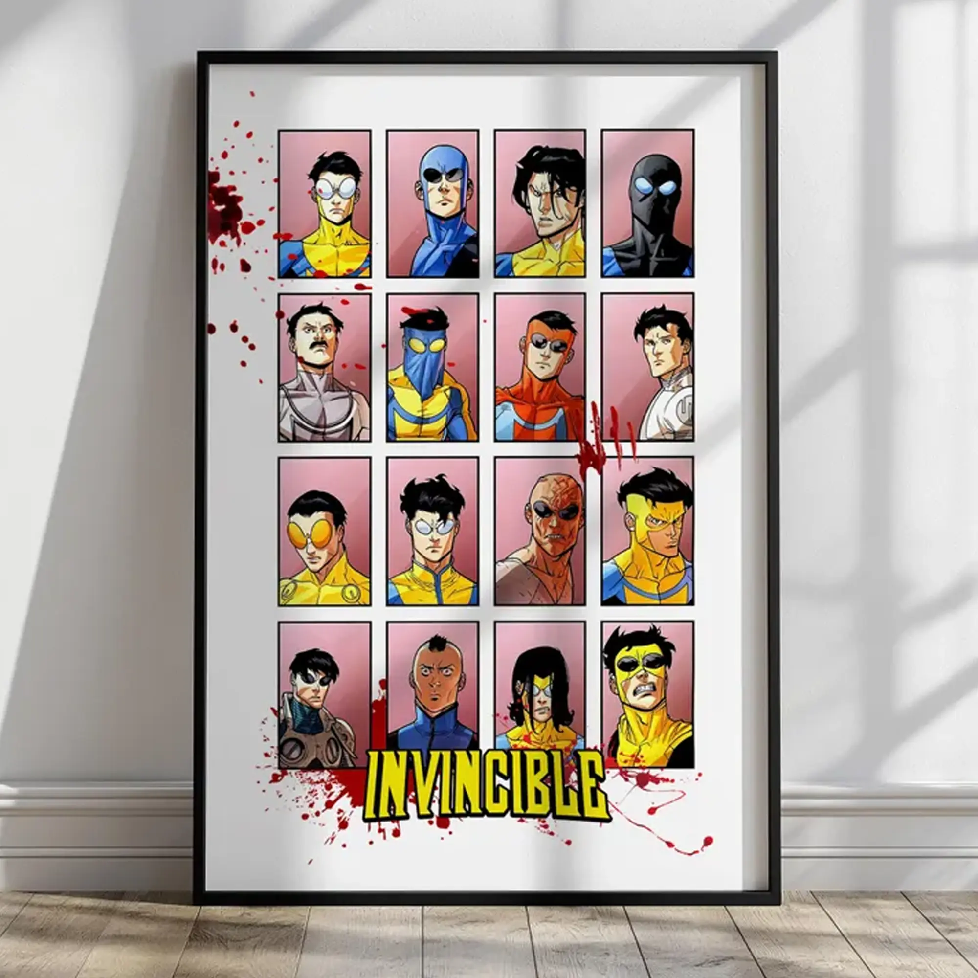 Invincible Wall Art Poster, Invincible Mask Characters Artwork Poster, TV Show Suprer Hero Print, Home Decor, Gift For Fans