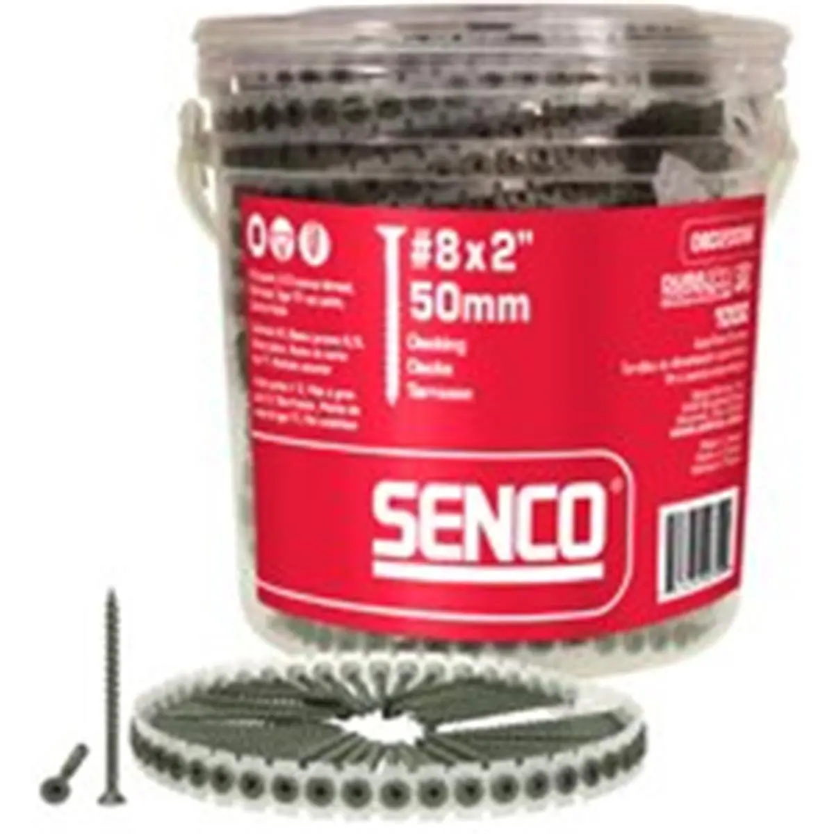 Senco Products 08D200W Trim Head Deck Screws, 8x2 in, for Composite Decking, ACQ Treated Lumber, Exterior Finish, Compatible with Tyrex Tools