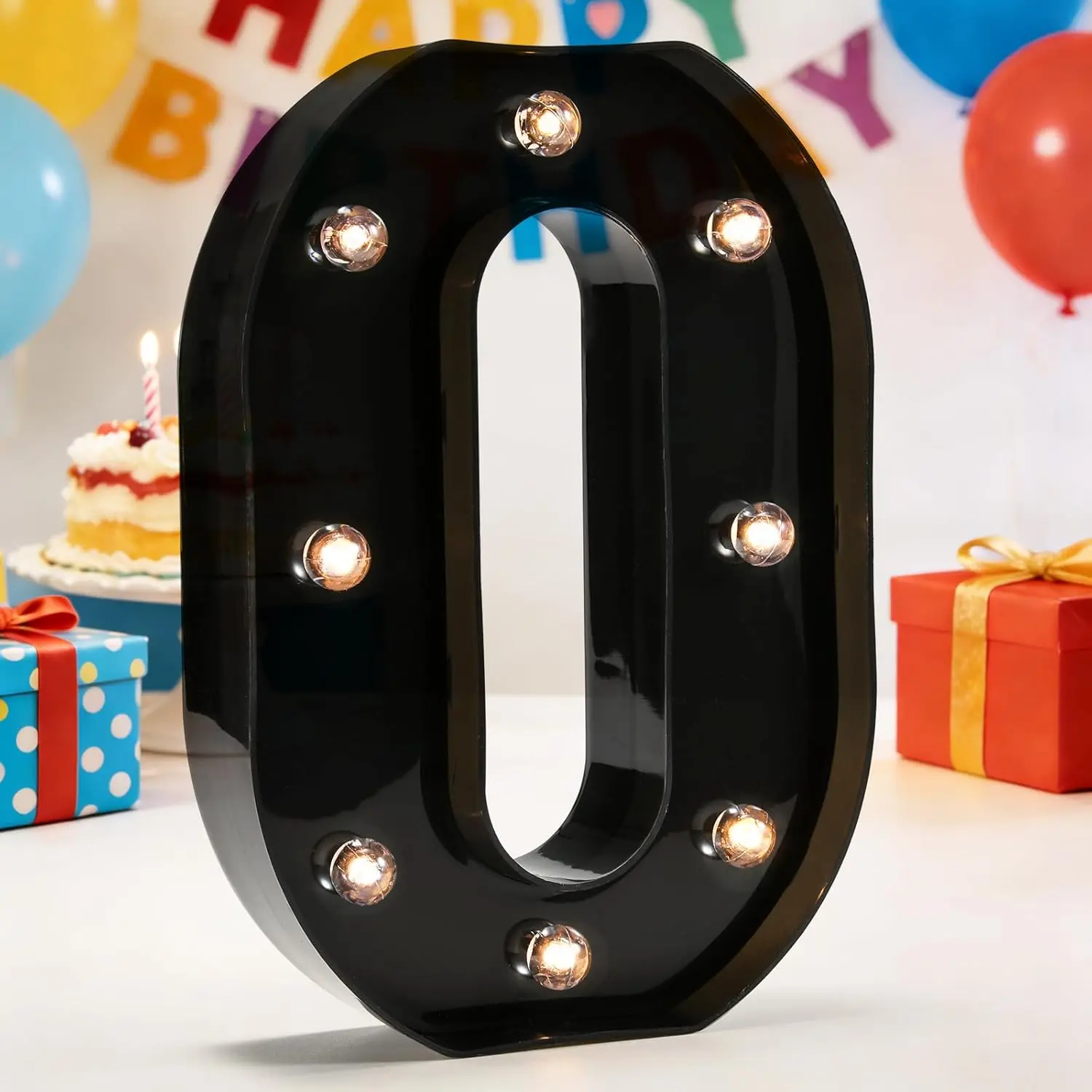 Black LED Illuminated Letter Marquee Sign (Letter O) - Letterboard Decorative Lights for Wedding, Home Bar Decorations, Festive & Home Supplies, Lighted Decorative Lights