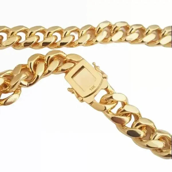 MaxBling81 Cuban Link Necklace - 14-Karat Stamped Gold-Plated Brass Miami Base Chain, Elegant Special Lock Clasp, Multi-Size (6/10/14mm Thickness, 24"/30" Length), High Quality & Polished Hip Hop Jewelry Daily Fashion Accessory, Hight Quality & Polished,