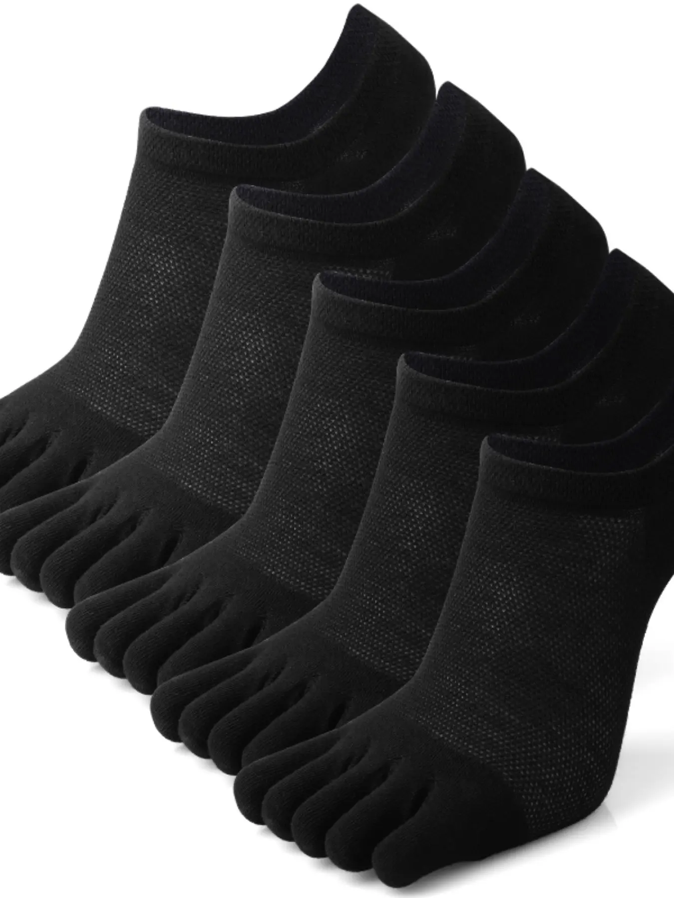 5 Pairs Men's Toe Separated Socks, Casual Breathable Invisible Ankle Short Boat Socks, Elastic Five Finger Socks, Silicone Anti-Slip Sports Socks
