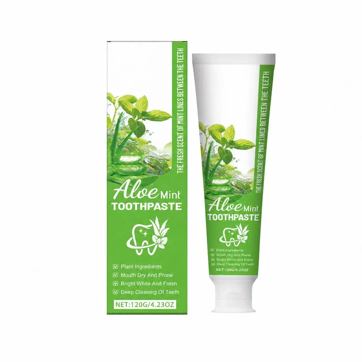 LXQQ Aloe Vera Mint Toothpaste - Gentle Whitening Stain Remover for Yellow Teeth, Fresh Breath Bad Breath Treatment, Enamel Safe Oral Care