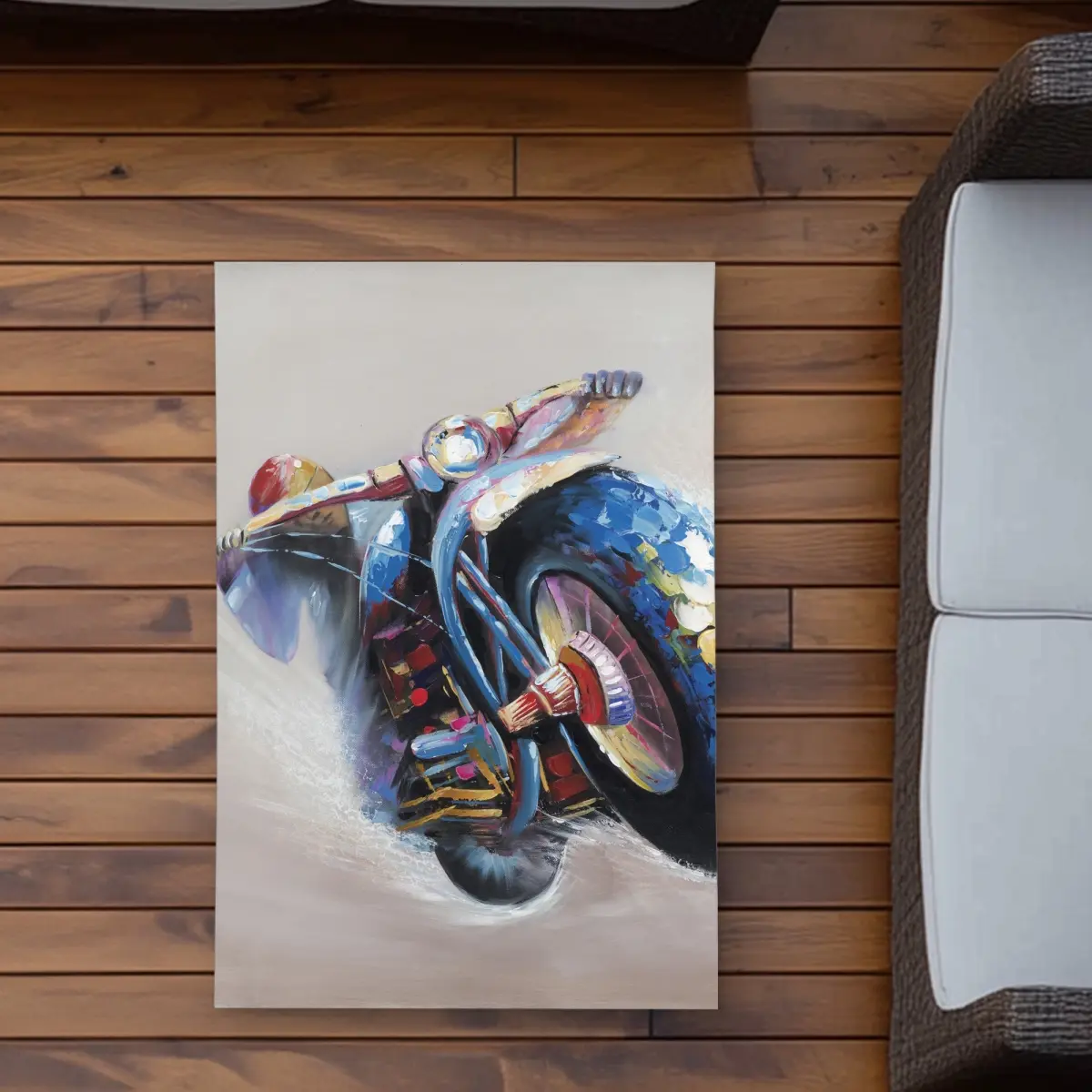360 stand Rectangle Motorcycle Art Rug - 2x3 ft, Weatherproof Face, Printed Surface, Indoor Outdoor Rugs, Man Cave Look, Garage/Patio Home Decor, Jumping Bike, Vivid, 2' X 3', Durable, Waterproof, Stain Resistant
