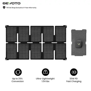 GEYOTO Foldable Solar Panel Charger, 35W / 45W / 100W / 200W Portable Solar Panels with Up to 26% Efficiency, Bifacial Solar Technology & IP68 Waterproof Protection for Camping, RV & Off-Grid Backup fathersdaygift