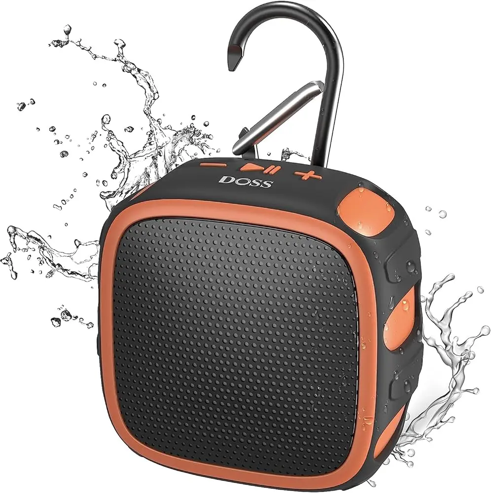 DOSS E-go 3 Multifunctional Portable Bluetooth Speaker - 8W Audio Driver, IPX67 Waterproof Dustproof, 22H Playtime, TWS Stereo Pairing, USB Rechargeable, Mobile Smartphone Compatible, for Shower & Outdoor Use, Multifunctional Portable Speaker, Portable Wi