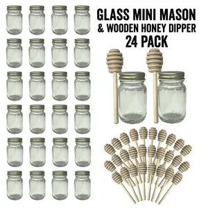 Glass Mini Mason Jars - 3 oz. wt. (24 ct case w/38mm lids) [MM-2]