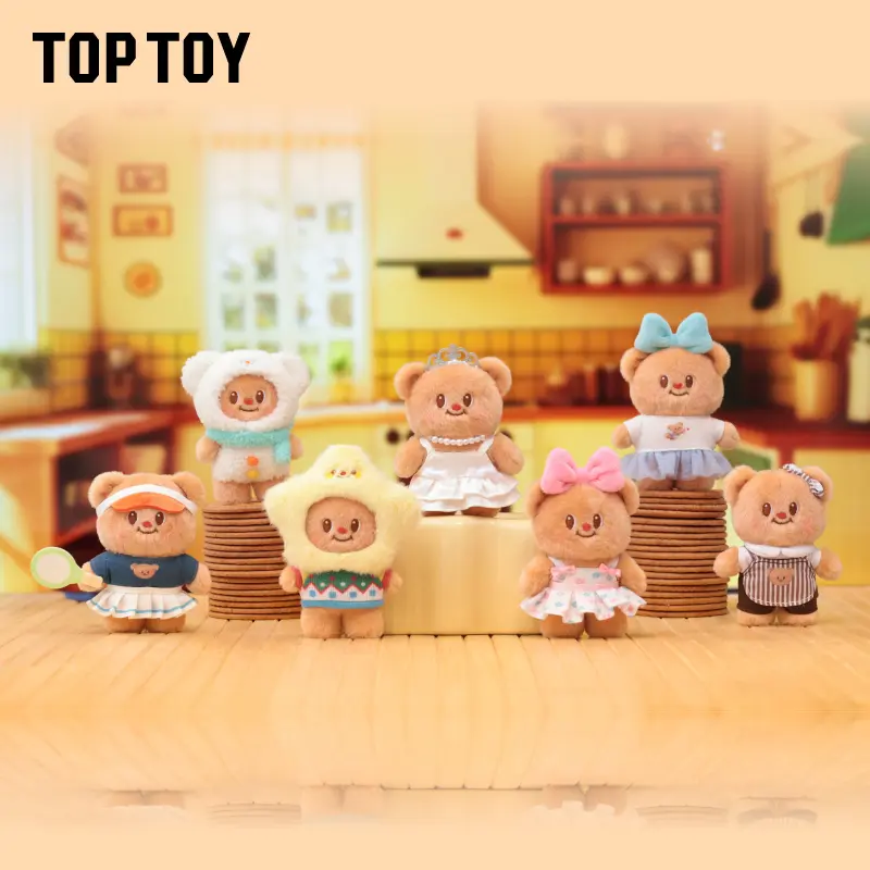 TOPTOY Genuine Butter Bear Plush Blind Box & Blind Bags - Plush Fabric, Cute Collectibles, Sweet Look, Cartoon Pendant Ornament, Exquisite Figure, Stylish Desktop Decor, Girls' Gift, 1 Pcs (With Box)
