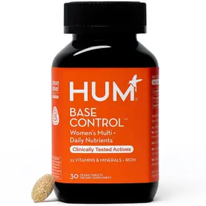 HUM Base Control - Women's Daily Multivitamin & Mineral with B Complex, Vitamin C, 22 Micronutrients + Iron & Biotin to Support Premenopausal Women - Non-GMO & Gluten Free (30)