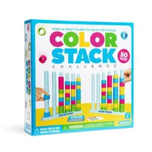 Color Stack Challenge Puzzle Game for Kids & Family, Fast-Paced Color Matching Brain Game with Challenge Cards & Rings, Fun Educational Toy