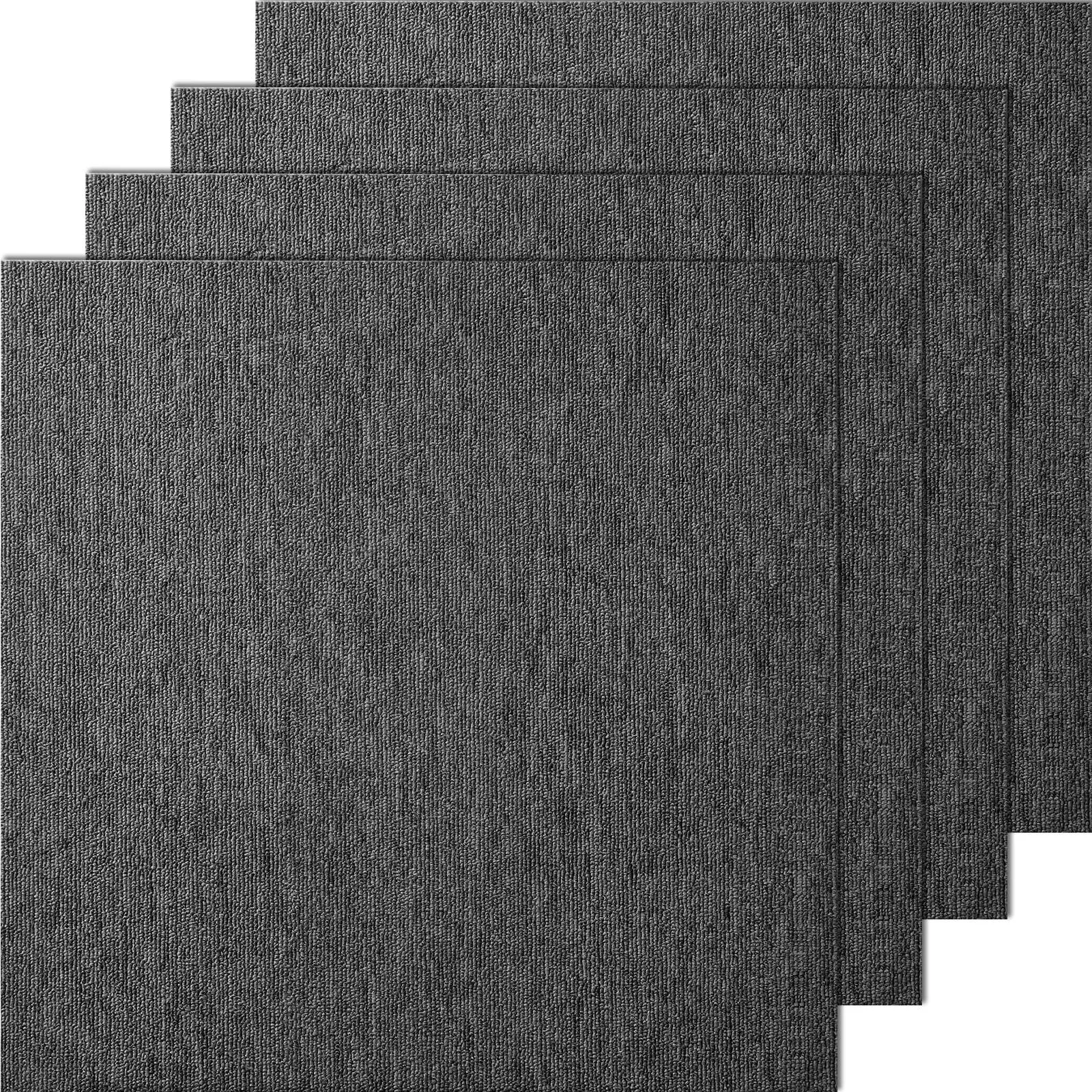 【BackToSchool】VEVOR Carpet Tiles Reusable, 20"x 20" Carpet Squares With Padding Attached, Soft Padded Carpet Tiles, Easy Install DIY for Bedroom Living Room Indoor Outdoor (20 Tiles, Dark Gray)，DEALS FOR YOU