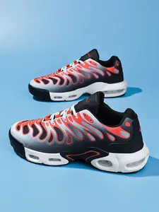 Unisex Black-Orange-Gray-White Versatile Air Cushion Sports Casual Shoes: Light Trendy Sports Style, Color-Block Tone, Air Cushion Structure. Ideal for Daily Social & Sports Styling.