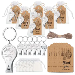 Wedding Party Favors Set, Multifunctional Keychains with Sheer Bags & Thank You Cards, Perfect Bridal Shower Gifts for Women, Metal Material, Keychain Kawaii