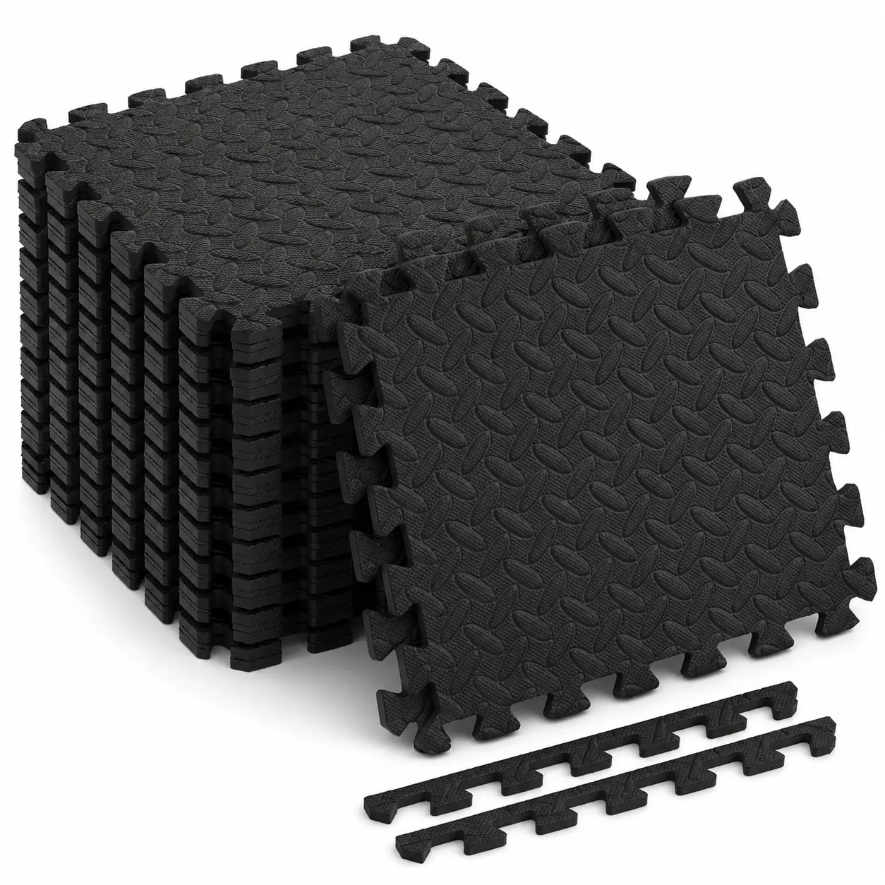 48-Piece Interlocking EVA Foam Floor Mats Set - 12"x12"x0.4" Leaf Texture, High-Density, Sound Insulation, Shock Absorption, Easy Maintenance, Flexible Customizable Design, Prevents Dents, Gym Flooring for Yoga, Aerobic Exercise, Pilates Home Use