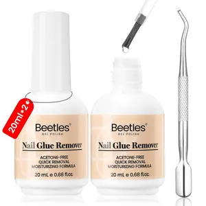 Beetles Nail Glue Remover -for Press on Nails air dry nail glue,Not for Uv Gel Glue or Gel Polish, False Nails Glue Remover for Fake Nail Tips Acrylics Nails Adhesive Includes Cuticle Pusher Fall Nail Halloween Nail Black Friday Winter Nail Christmas Gift