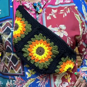Sunflower Fanny Pack Crochet BumBag Phone Case crossbody Handmade Purse Tote
