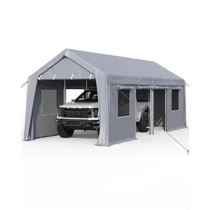 Carport Tarp Cover Only 13x20 FT, Heavy Duty All-Season Replacement Canopy Tarp, Portable Car Shelter Cover with Roll-Up Windows & Doors, Removable Sidewalls Carport Cover, Frame Not Included outdoorfun garage top tent shelter