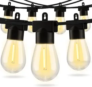 96FT(48FTx2) LED Outdoor String Lights Outside Patio Yard Lighting Waterproof Hanging Warm Glow 2200K Shatterproof Edison Bulbs Exterior,Heavy-Duty Strand Decorative Café Porch Bistro Garden