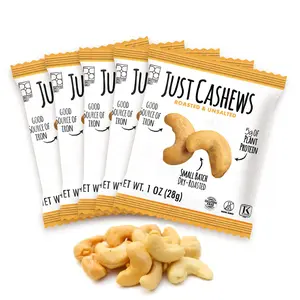 Roastery Coast Dry Roasted Unsalted Cashews - High-Protein Dried Nut Snack, Available in 24-Pack or 48-Pack Options