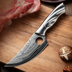 Kitchen knife, Damascus stainless steel bone cutting knife, chef's meat cutting small curved knife, holiday gift