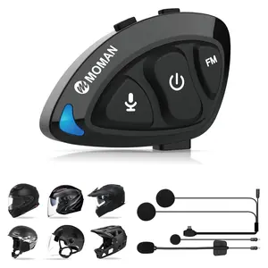 MOMAN RS-S Motorcycle Helmet Headset with HiFi Stereo FM Radio AI Voice AI Voice Assistant Dual Phone Support Noise Cancellation 1000mAh Battery IPX6 Waterproof