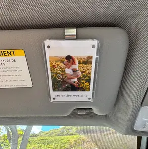 2/4/6PCS Car Picture Holder for Sun Visor – Magnetic 2.36"x3.5" Car Visor Photo Clip,Wallet-Size Clear Acrylic Car Picture Frame,Perfect for Polaroid Go and Instax Mini,Unique Gift for Couples,Stylish Automotive Accessory, Car Accessories