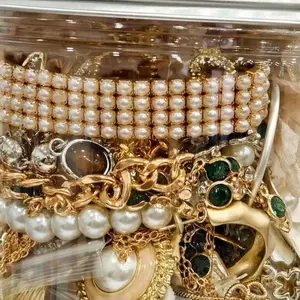 MysteriousSurprise 10-50 Jewelry Jars - Metal Geometric Hoops, Stud Earrings, Necklaces and Anklets - Everyday Wear, Parties, Christmas Gifts. (With A Jar