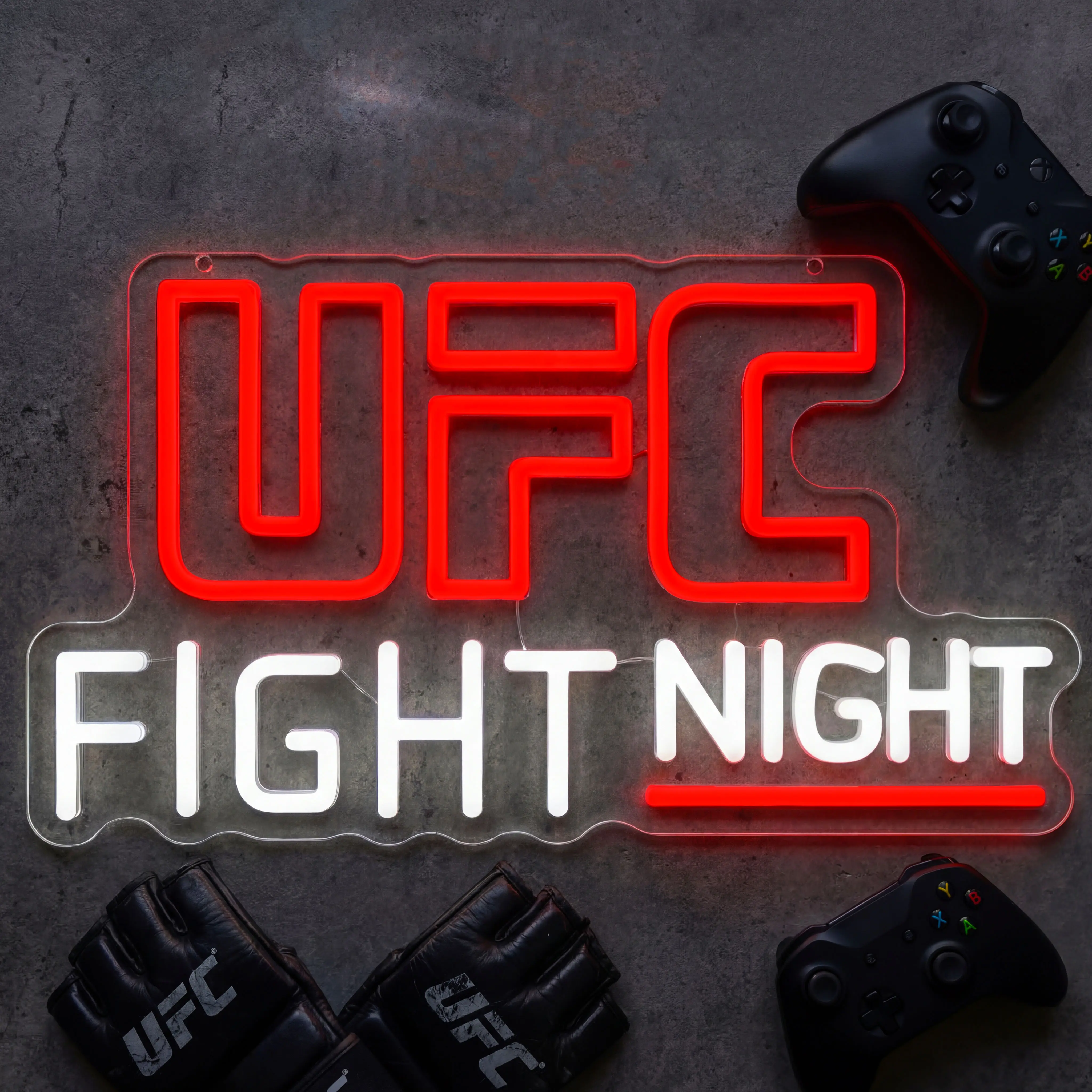 UFC Neon Sign ，LED Neon Light, UFC Fighting Sign Wall Hanging Neon, Modern Mood Lighting, USB Powered Light Up Red Sign Perfect for UFC Rooms Club Party Birthday Gift Fans Gift home decor