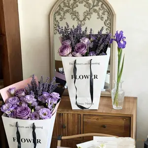 5pcs Elegant Paper Flower Gift Bags with Handles, Rectangular Floral Gift Bags for Christmas, Valentine's Day, Wedding, Fashion Design, Flower Wrapping