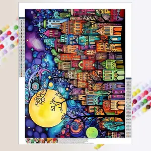 City Night Scene Pattern DIY Diamond Arts Colorful Painting Kit without Frame, Handicraft, DIY 5D Diamond Arts Colorful Painting for Bedroom Home Wall Decor