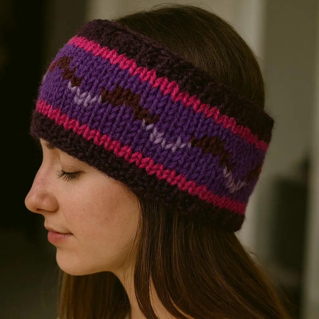 Everything Nepali Handknitted Warm Woolen Headbands with Soft Fleece Lining in Purple Pattern For Teen,Girls and Adult…