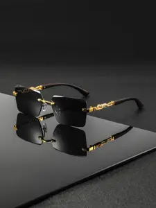 Men's Metal Frameless Leopard Print Eyeglasses, Fashionable Business Commute Daily Wear Glasses, High-Quality European Style Frames, Stylish Eyeglass