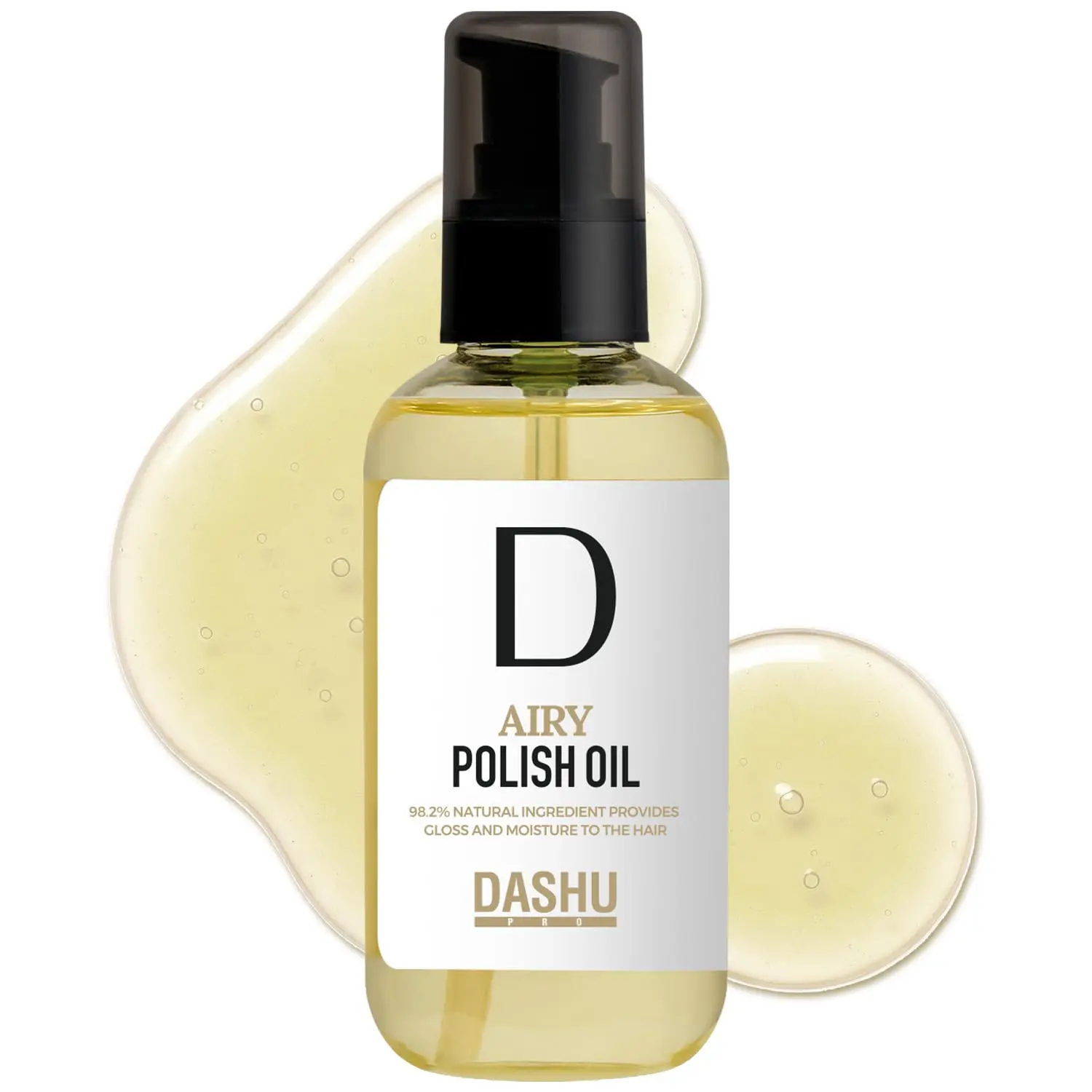 DASHU Pro Airy Polish Oil 3.38 fl oz | 98% Plant-Based Hair Oil for Frizzy Hair & Sleek Wet Look | Lightweight Hold & Glossy Finish Styling Oil for Men & Women | Hydrating & Soothing, Citrus Scent