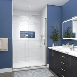 Flexi 44 Glass Shower Door 44-48"x71" in Brushed Nickel with Water Repellent Glass and Seal Strip Parts