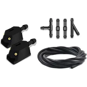 Windshield Wiper Arm Nozzle Jet, Windshield Washer Nozzles Kit with 2m Fluid Hose and 4 count Hose Connectors, Jet 4Way 8mm 9mm Wiper Sprayer Arm Mounted Window Water  Sprinkler Universal for
