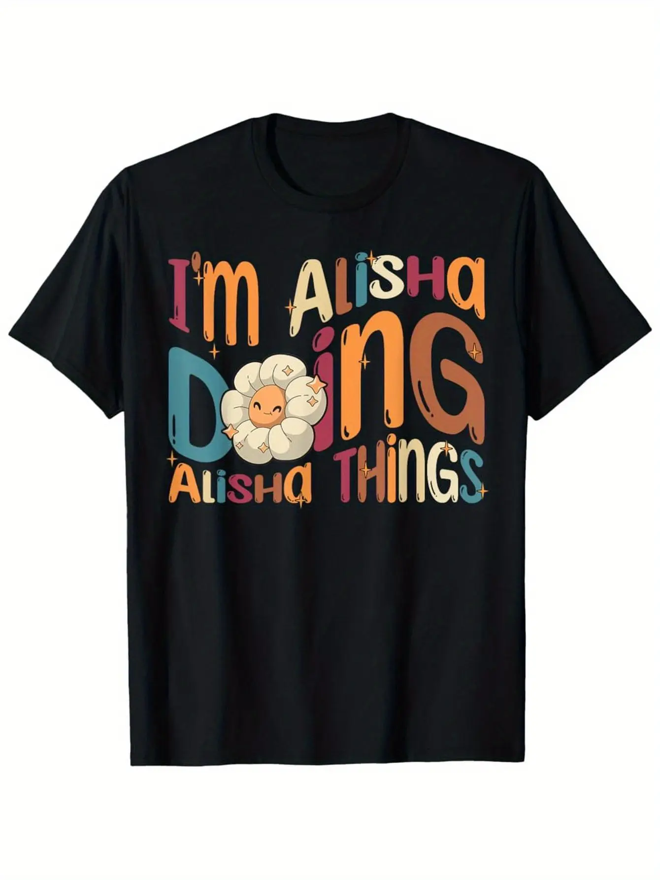 Men's Retro Graphic T-Shirt - 220g Heavyweight Cotton Tshirt, Daisy Slogan Classic Streetwear for Casual, Christmas Looks, Matching, Top, Fabric, Shortsleeve, Festive, Menswear, Soft, Stylish, Christmas Eve, Casual T-Shirts, Letters, Multi-Size, Shortslee